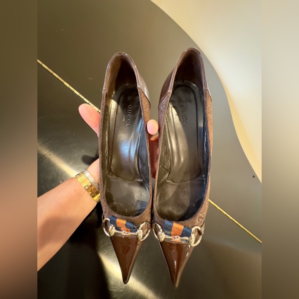 Gucci Authentic Vintage Retro Rare Luxury Patent Suede GG monogram Pumps/Shoes - Picture 10 of 17